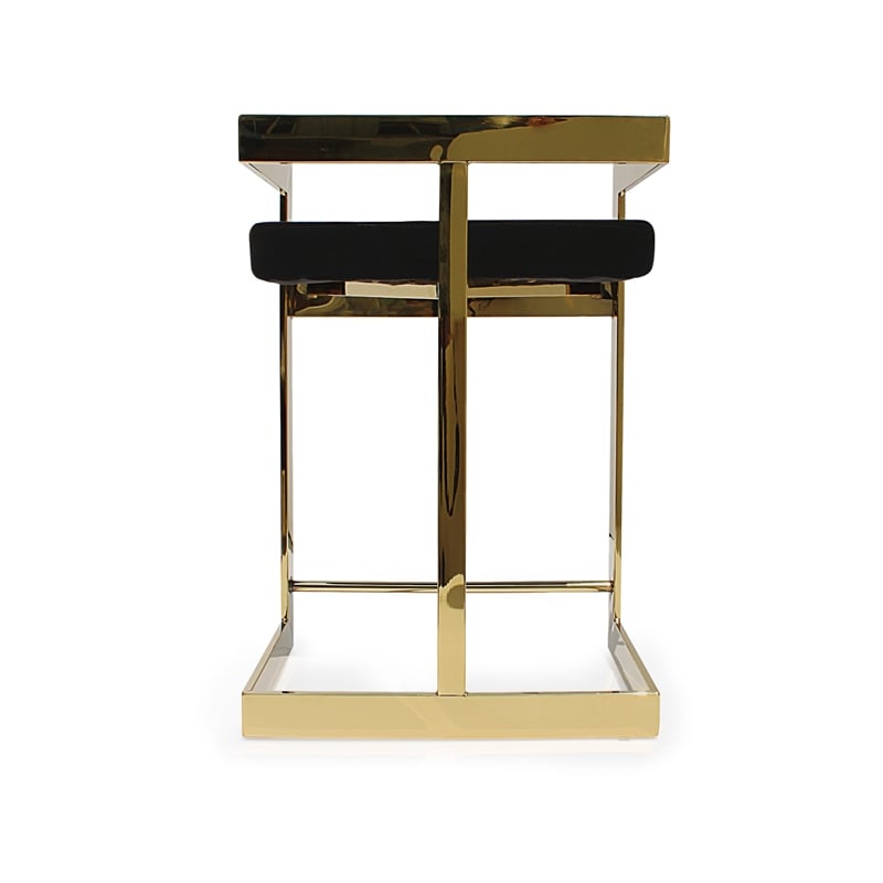 Bar Stool with Black Velvet cushion and Gold Base