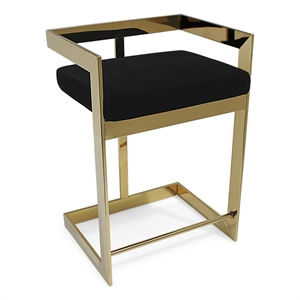 Bar Stool with Black Velvet cushion and Gold Base