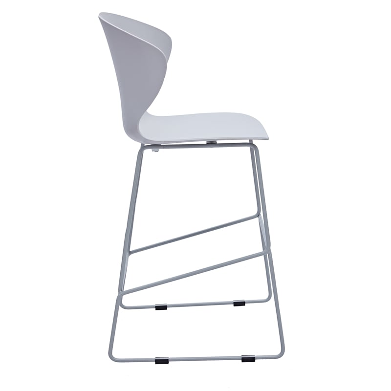 Mid-century Plastic Counter Stool with Metal Legs Gray Set of 2