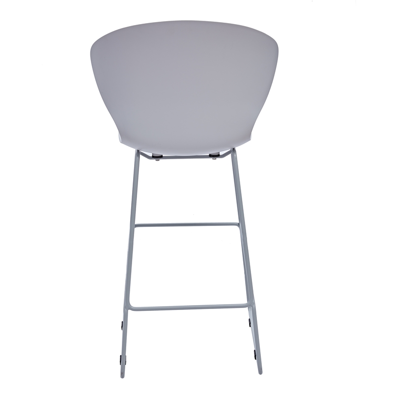 Mid-century Plastic Counter Stool with Metal Legs Gray Set of 2