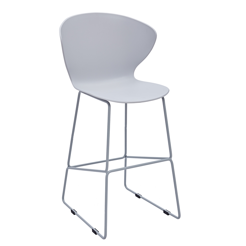 Mid-century Plastic Counter Stool with Metal Legs Gray Set of 2