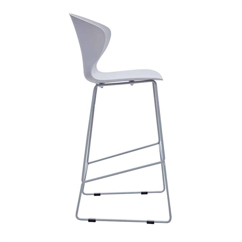 Midcentury Plastic Bar Stool with Metal Legs Gray Set of 2