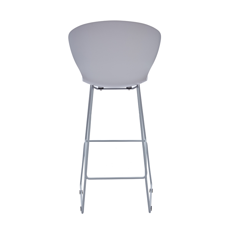 Midcentury Plastic Bar Stool with Metal Legs Gray Set of 2