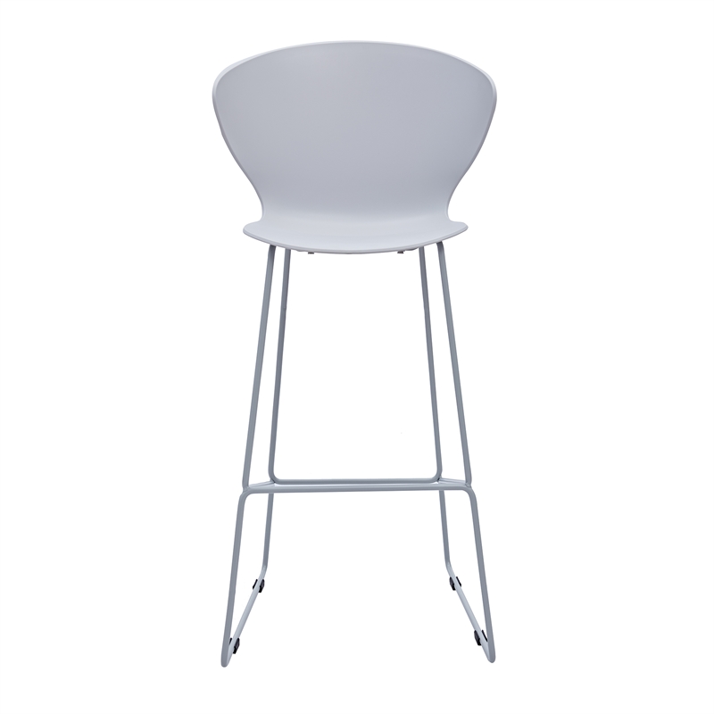Midcentury Plastic Bar Stool with Metal Legs Gray Set of 2