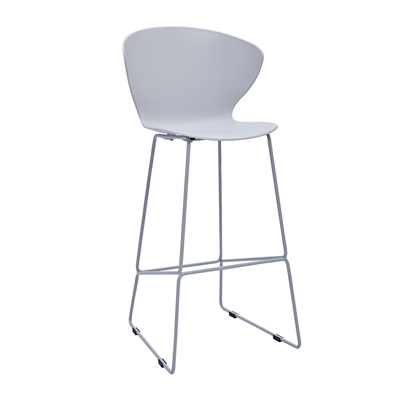 Midcentury Plastic Bar Stool with Metal Legs Gray Set of 2