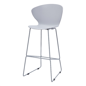 Midcentury Plastic Bar Stool with Metal Legs Gray Set of 2