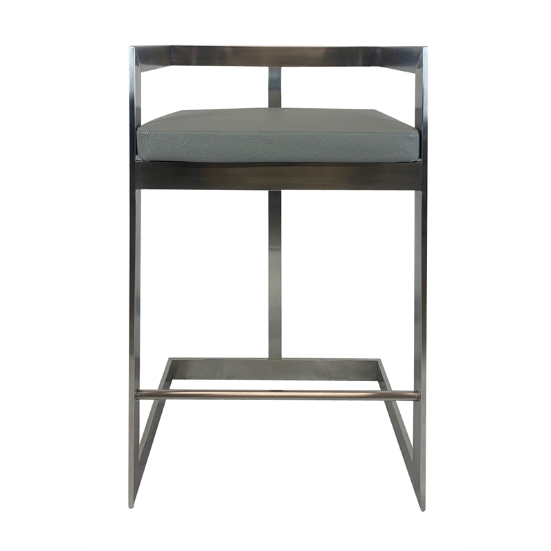 Bar Chair with Gray Polyurethane Cushion and Stainless Steel Base
