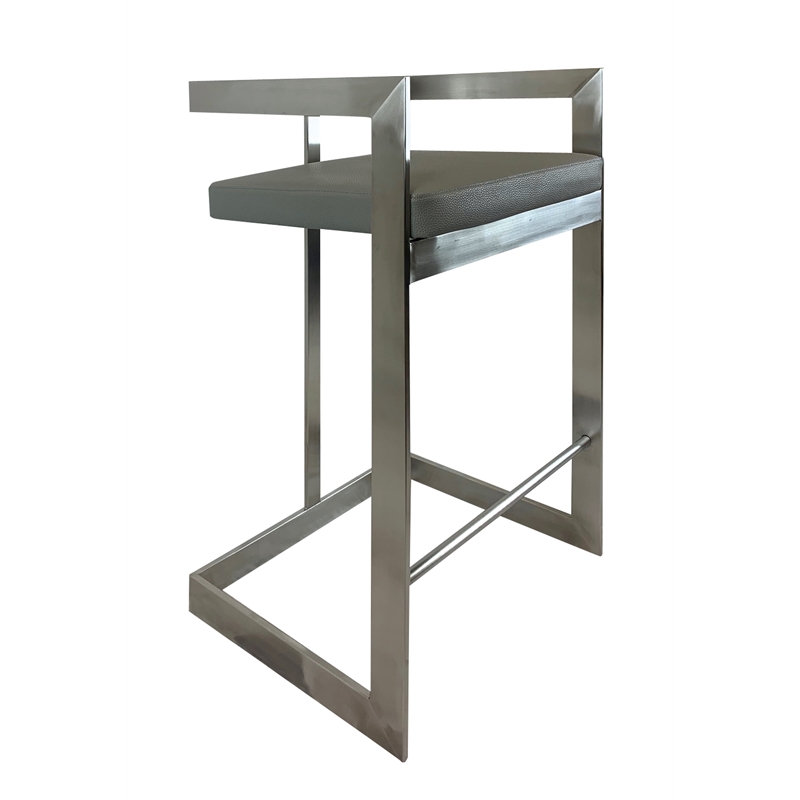 Bar Chair with Gray Polyurethane Cushion and Stainless Steel Base