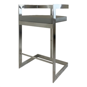 Bar Chair with Gray Polyurethane Cushion and Stainless Steel Base
