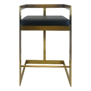 Bar Chair with Black Polyurethane Cushion and Brushed Gold Base