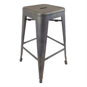 Metal Stool Gunmetal Gray Set of 4