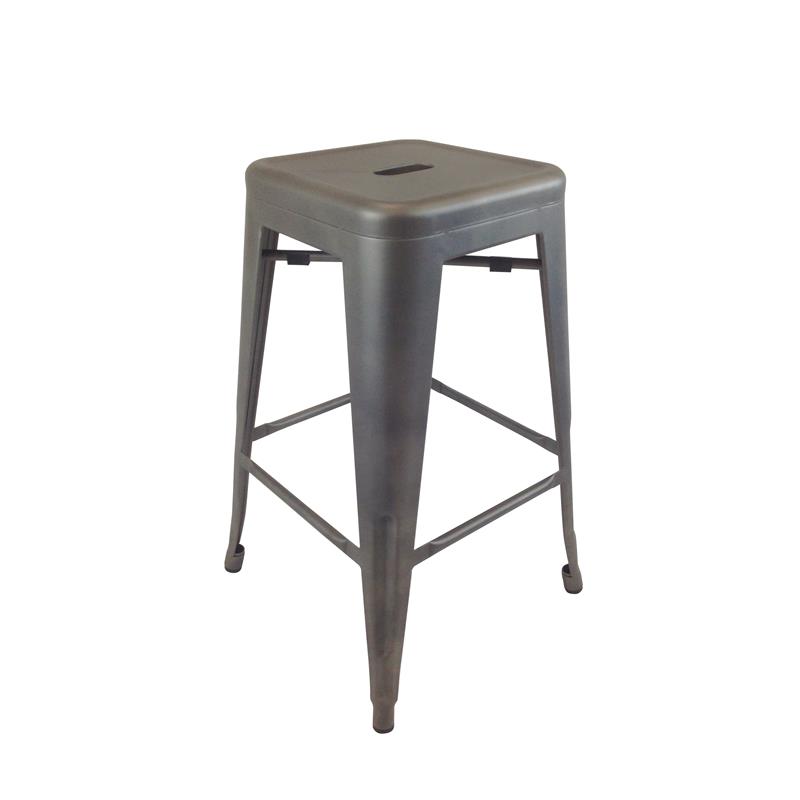 Metal Stool Gunmetal Gray Set of 4