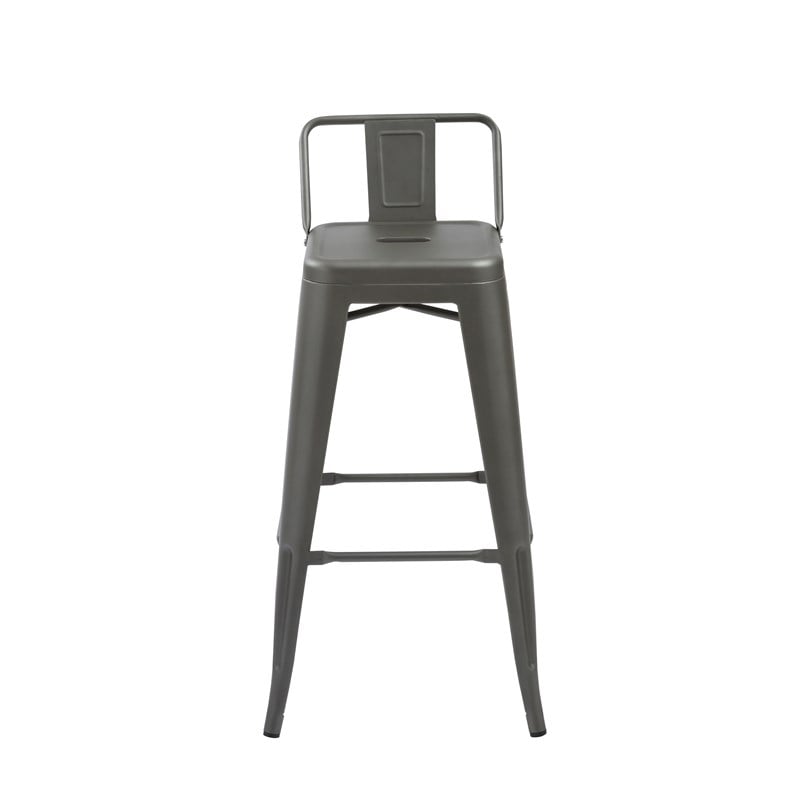 Gunmetal Gray Metal Bar Stool Set of 4