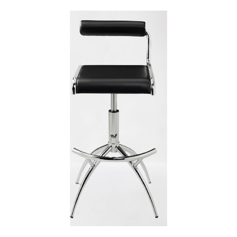 Black Polyurethane Bar Stool with Chrome Legs Set of 2