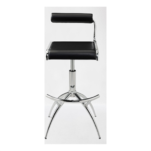 Black Polyurethane Bar Stool with Chrome Legs Set of 2