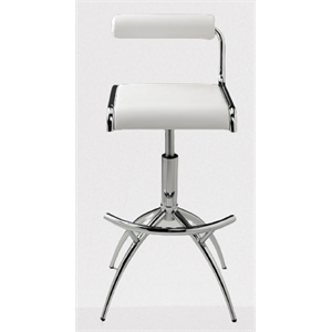 Polyurethane Bar Stool with Chrome Legs White Set of 2