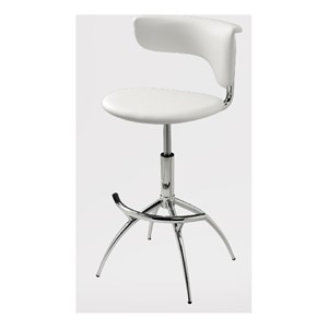 Adjustable White Polyurethane Bar Stool with Chrome Legs Set of 2