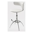 Adjustable White Polyurethane Bar Stool with Chrome Legs Set of 2