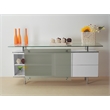 Gray Lacquer BUFFET with FROSTED SLIDING Glass DOOR