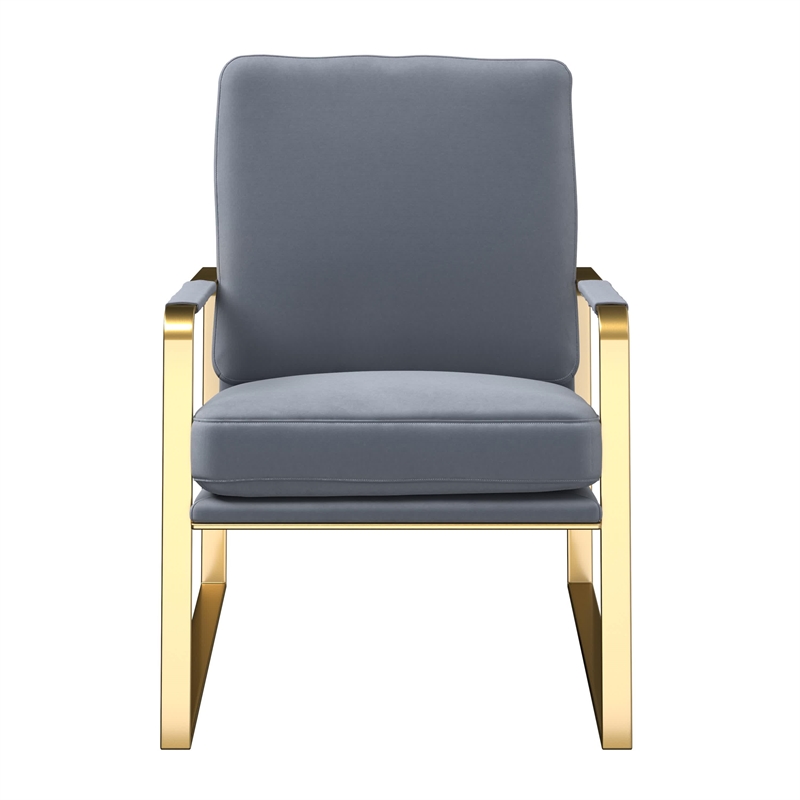 Accent Chairvelvet Seat and Gold SS Legs Dark Gray