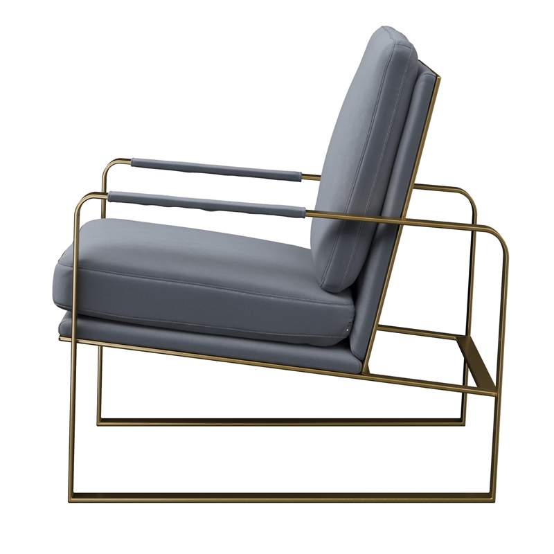 Accent Chairvelvet Seat and Gold SS Legs Dark Gray