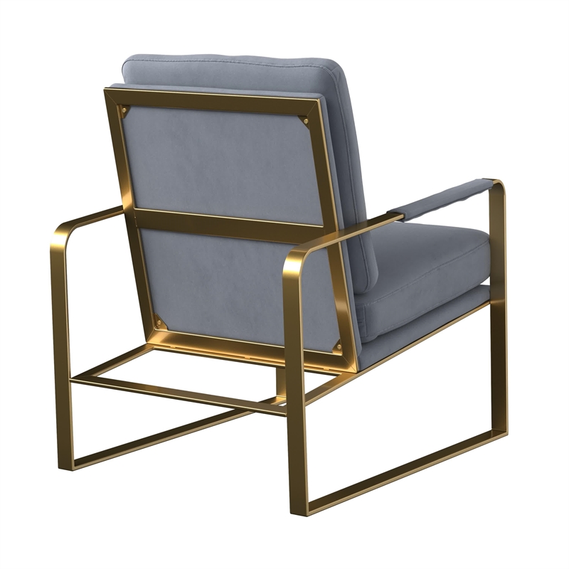 Accent Chairvelvet Seat and Gold SS Legs Dark Gray