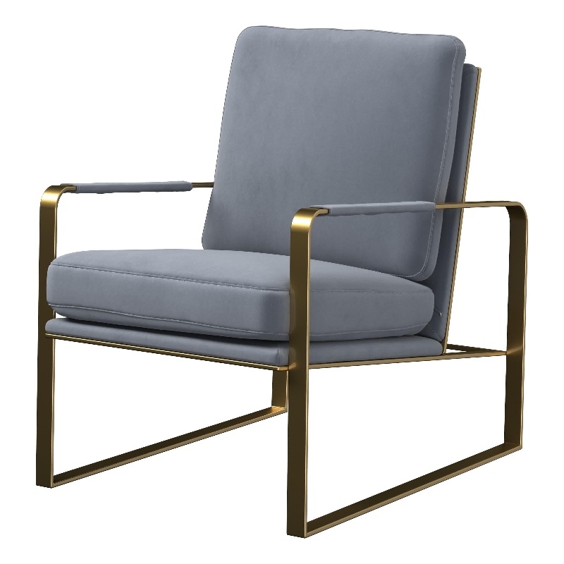 Accent Chairvelvet Seat and Gold SS Legs Dark Gray