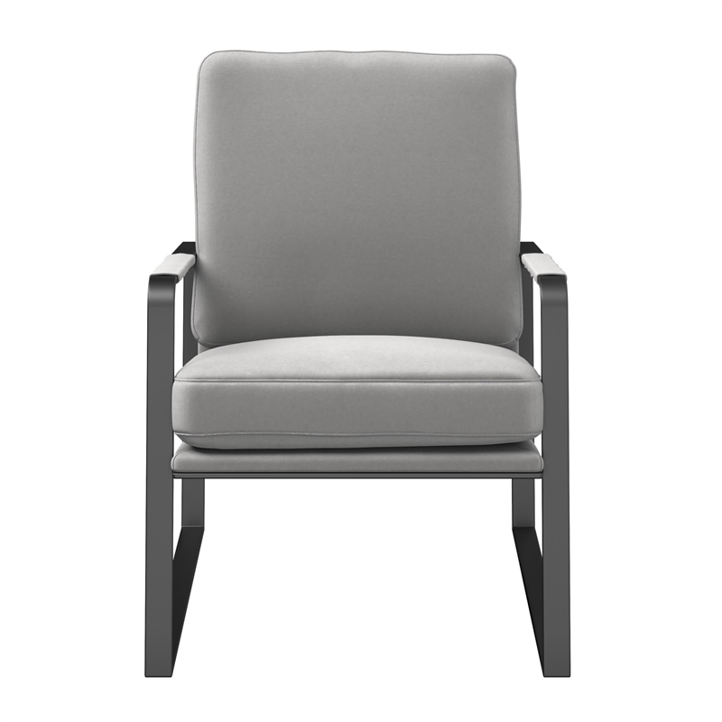Accent Chairvelvet Seat and Black Legs Light Gray