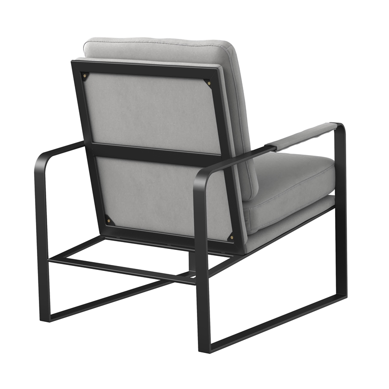Accent Chairvelvet Seat and Black Legs Light Gray