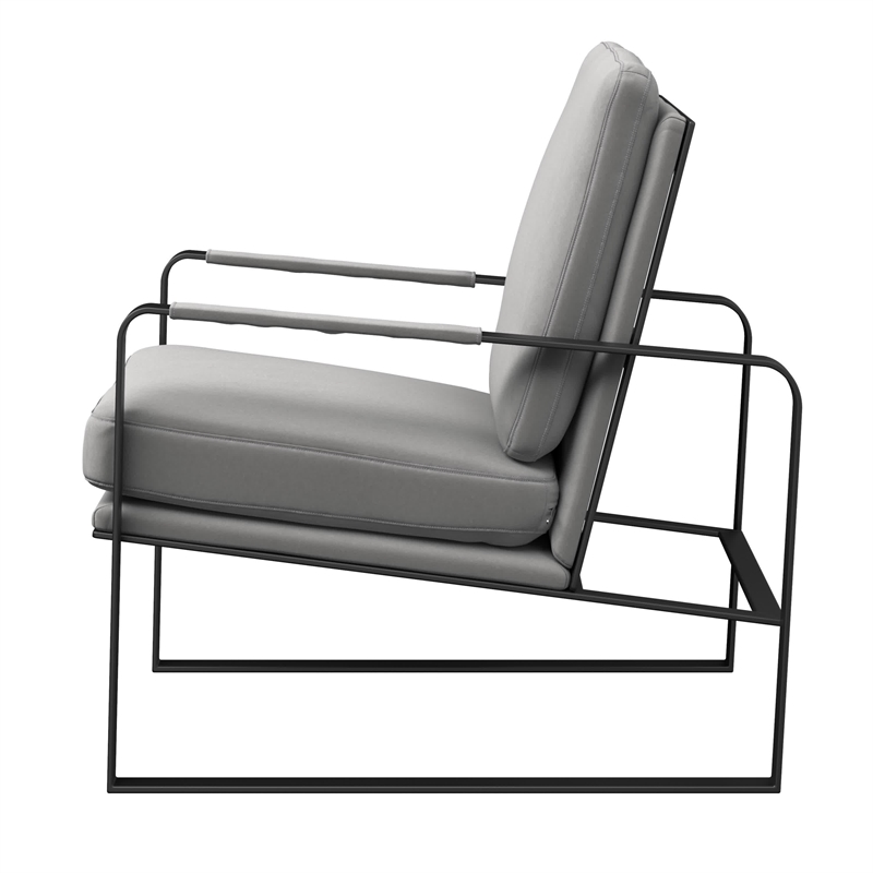 Accent Chairvelvet Seat and Black Legs Light Gray