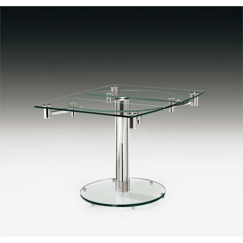 Round Dining Table Clear Glass top with chrome base
