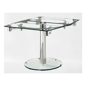 Round Dining Table Clear Glass top with chrome base