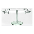 Extension Dining Table Clear Glass Top with chrome base