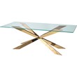 Rectangle Clear Glass Dining Table with Gold Base