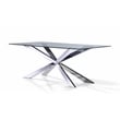 Rectangle Clear Glass Dining Table with Chrome Base