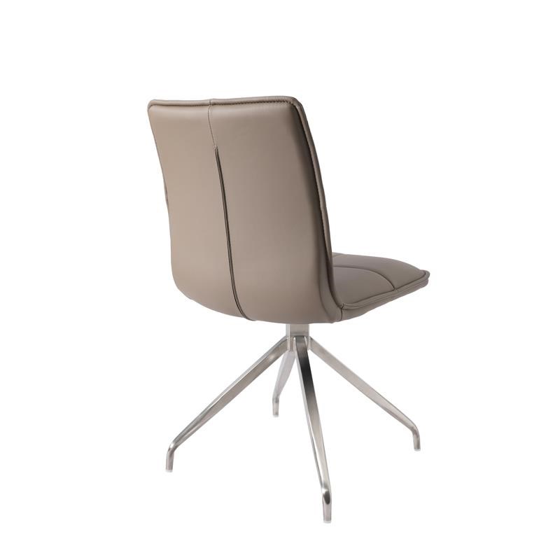 Dining Chair with Polyurethane Seat and Stainless Steel leg in Tan (Set of 2)