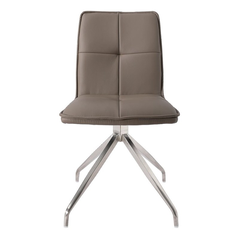Dining Chair with Polyurethane Seat and Stainless Steel leg in Tan (Set of 2)