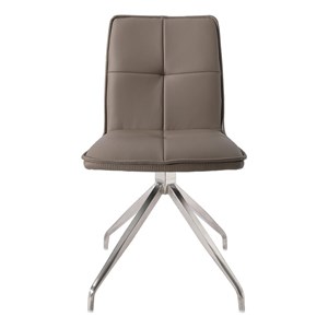 Dining Chair with Polyurethane Seat and Stainless Steel leg in Tan (Set of 2)