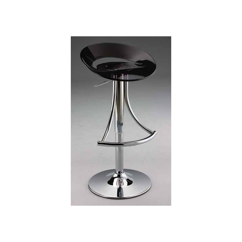 Adjustable Acrylic Plastic Bar Stool in black with chrome base