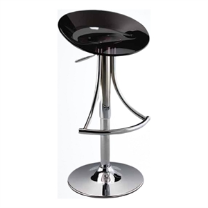 Adjustable Acrylic Plastic Bar Stool in black with chrome base