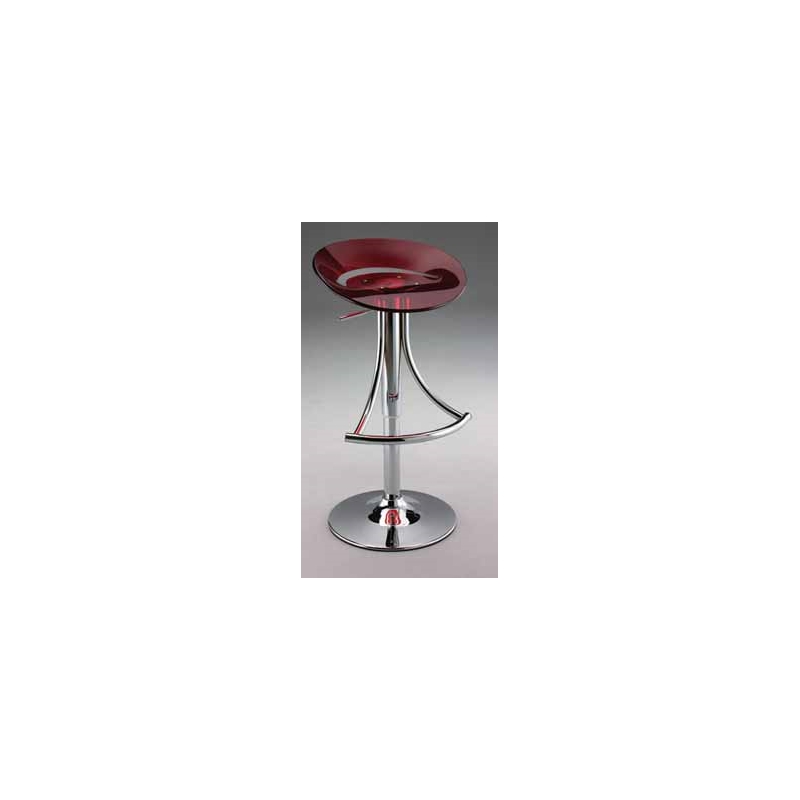 Adjustable Acrylic Plastic Bar Stool in red with chrome base