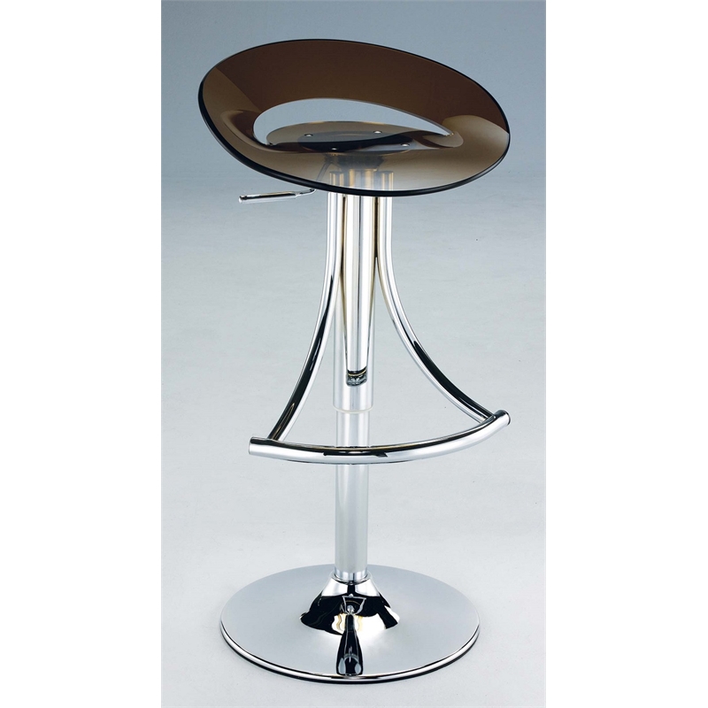 Adjustable Arcrylic Bar Stool in smoke brown with chrome base