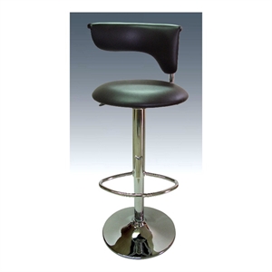 Adjustable Bar Stool in Dark Brown Polyurethane Seat  with chrome base