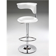 Adjustable Bar Stool in White Polyurethane seat with chrome base