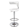 Adjustable Bar Stool in White Polyurethane seat with chrome base