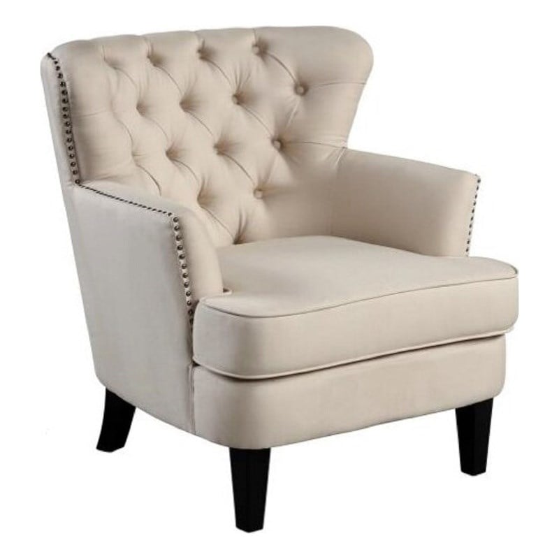 Contemporary Fabric Accent Chair in Beige