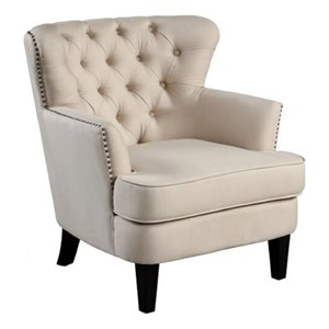 Contemporary Fabric Accent Chair in Beige