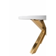 Round Wood Lacquer Top Table  with Gold Base in White