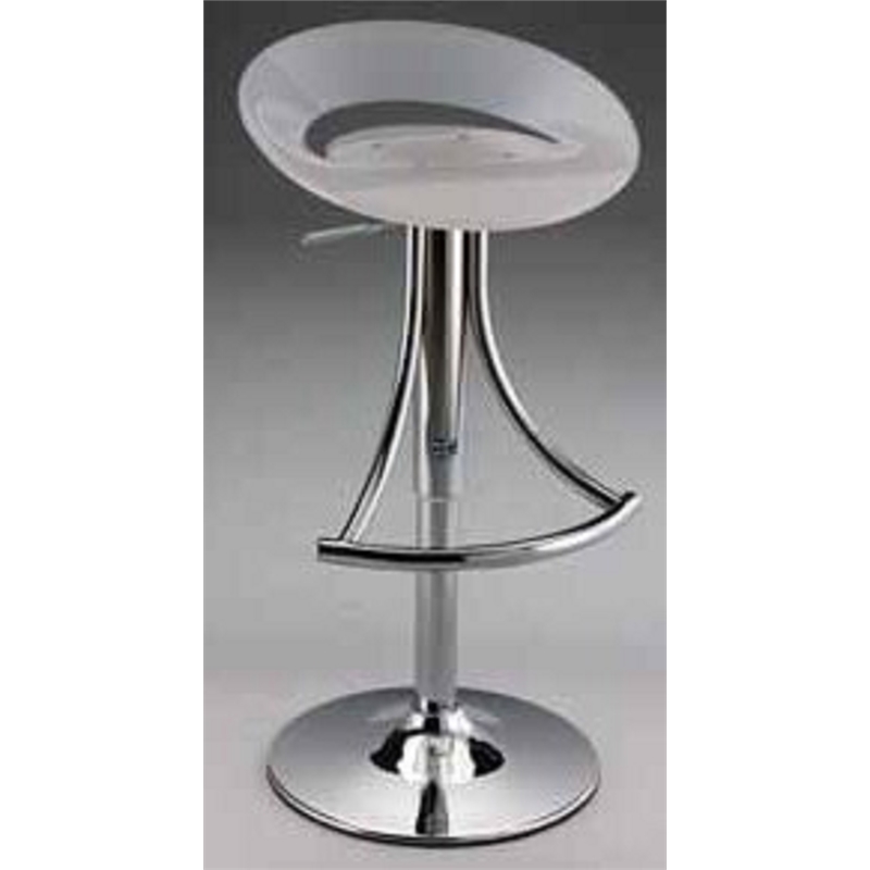 Adjustable Plastic Bar Stool with chrome base in White
