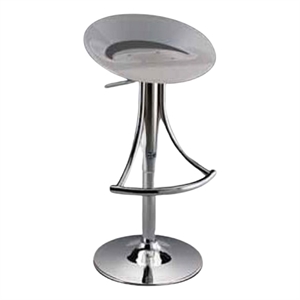 Adjustable Plastic Bar Stool with chrome base in White